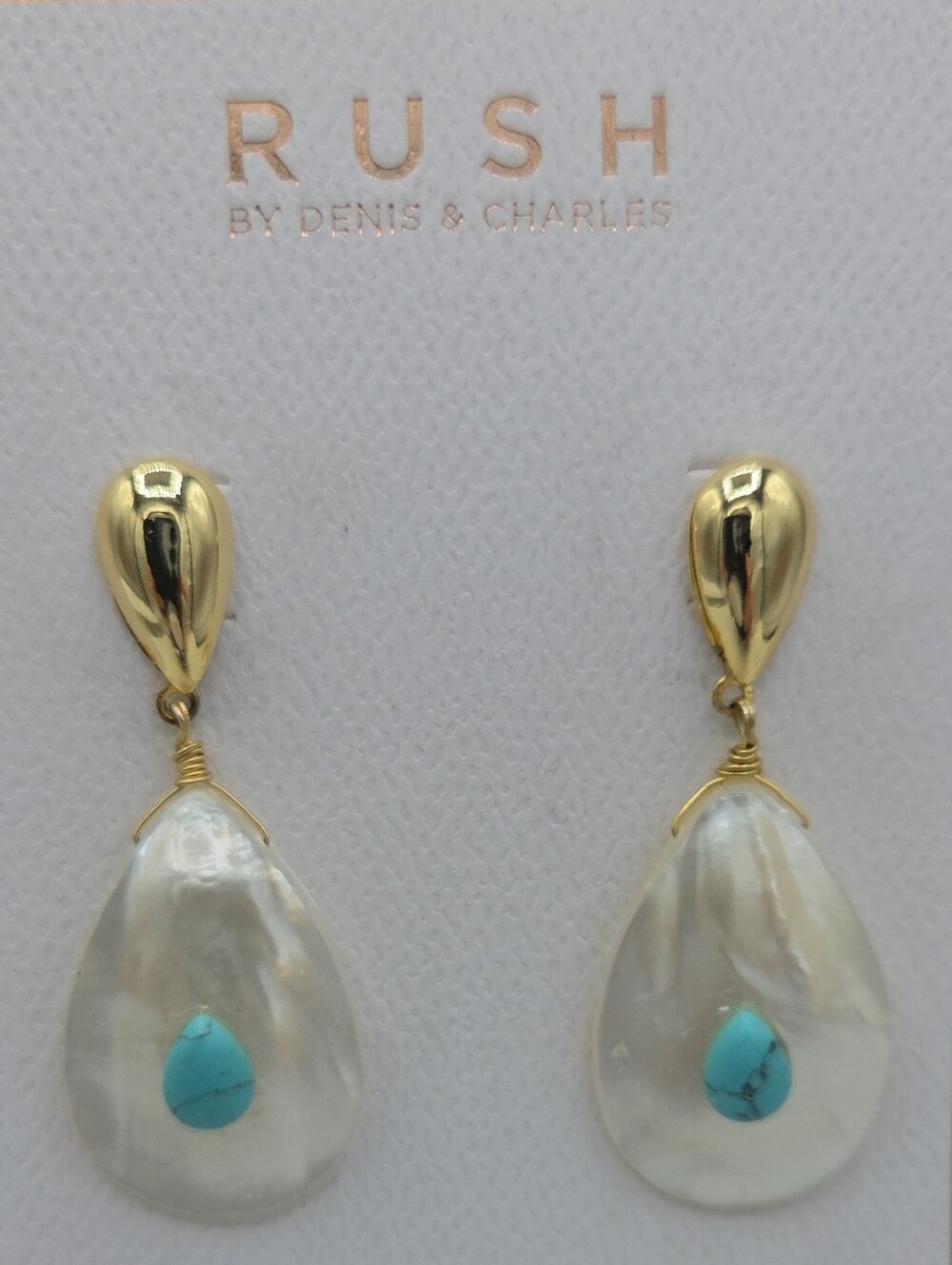5 for $25! RUSH by Denis & Charles Gold Tone & Teardrop Shell Drop Earrings
